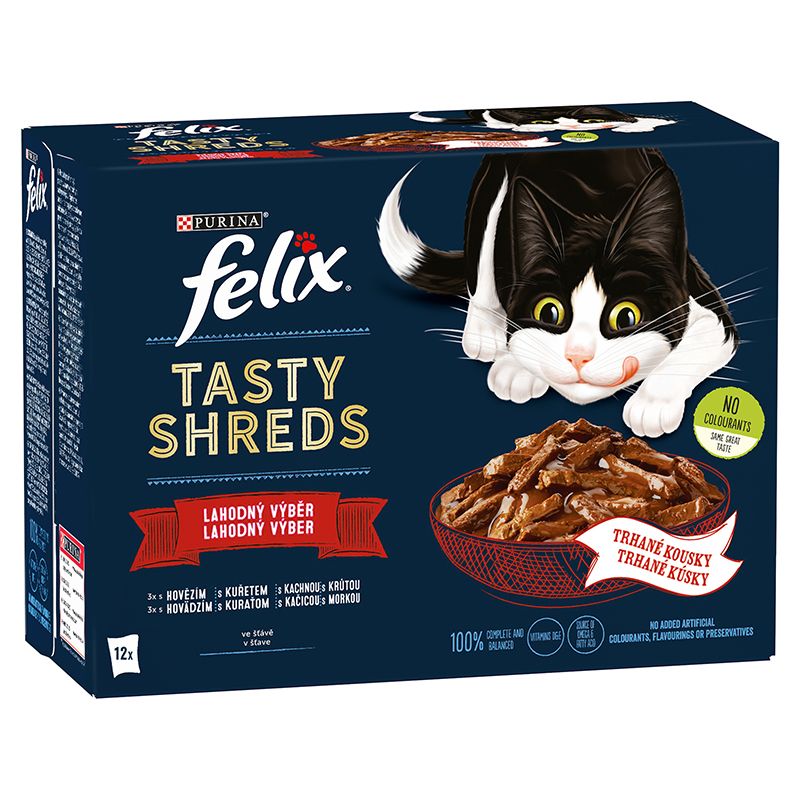 Konzervice FELIX Tasty Shreds mješavina ukusnog izbora u umaku 12 x 80 g