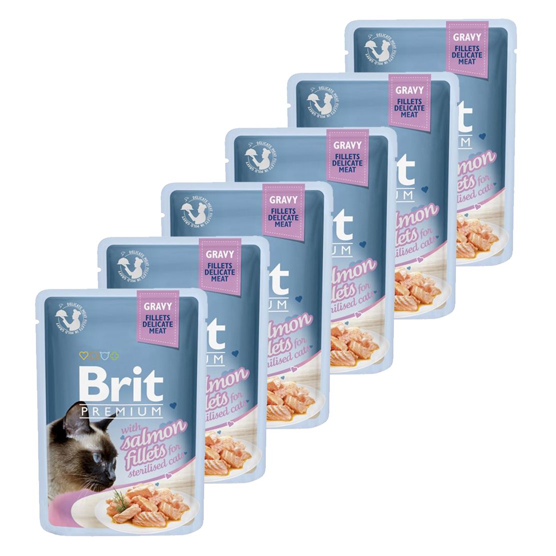 BRIT Premium Cat Delicate Fillets in Gravy with Salmon for Sterilised vrećica 6 x 85 g