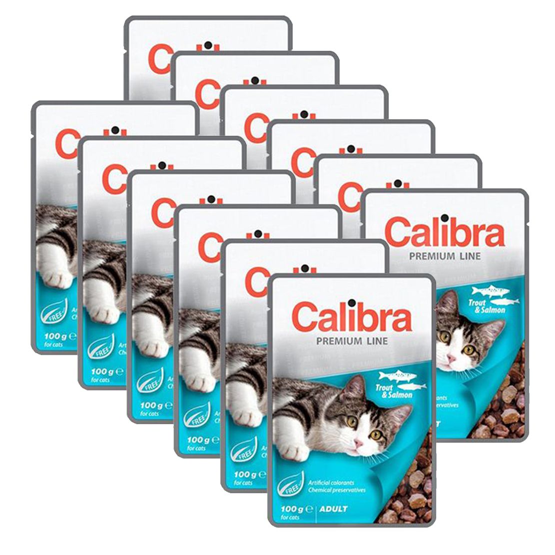 CALIBRA Cat Adult komadi s pastrvom i lososom u umaku 12 x 100 g