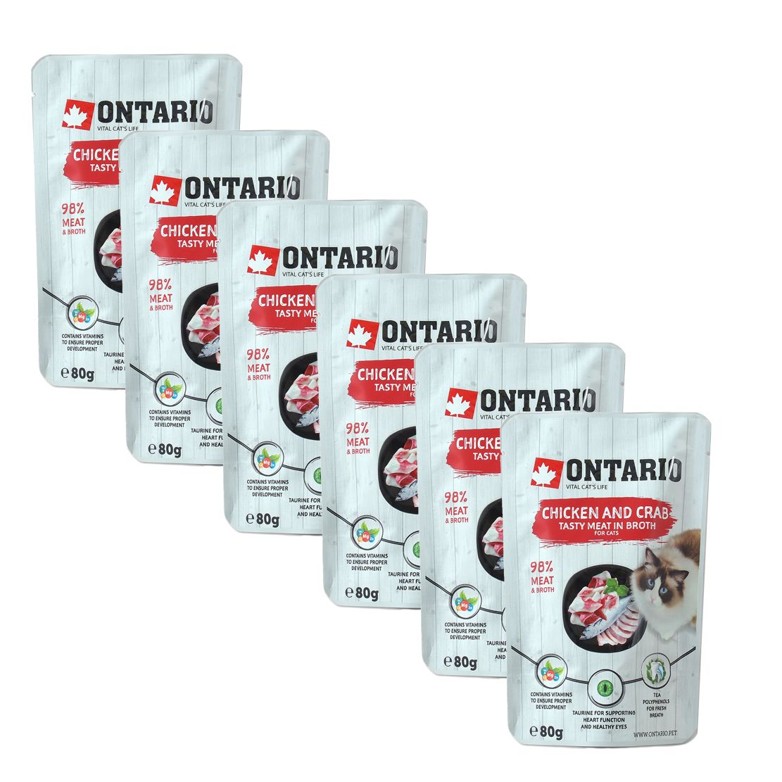 Ontario Cat chicken & crab 6 x 80 g