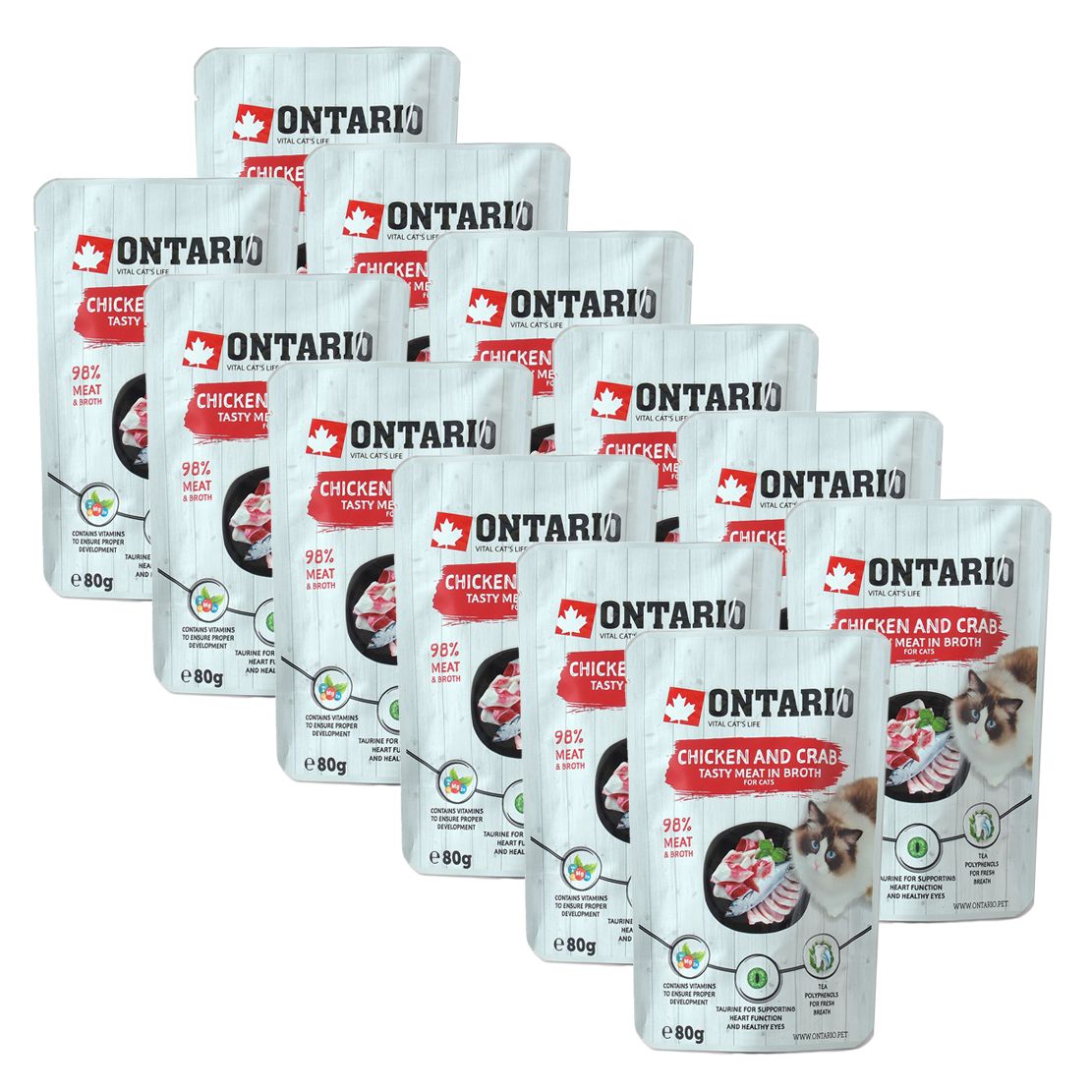 Ontario Cat chicken & crab 12 x 80 g