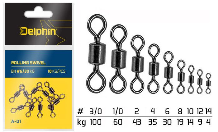 Delphin Rolling Swivel A-01/7kom 3/0