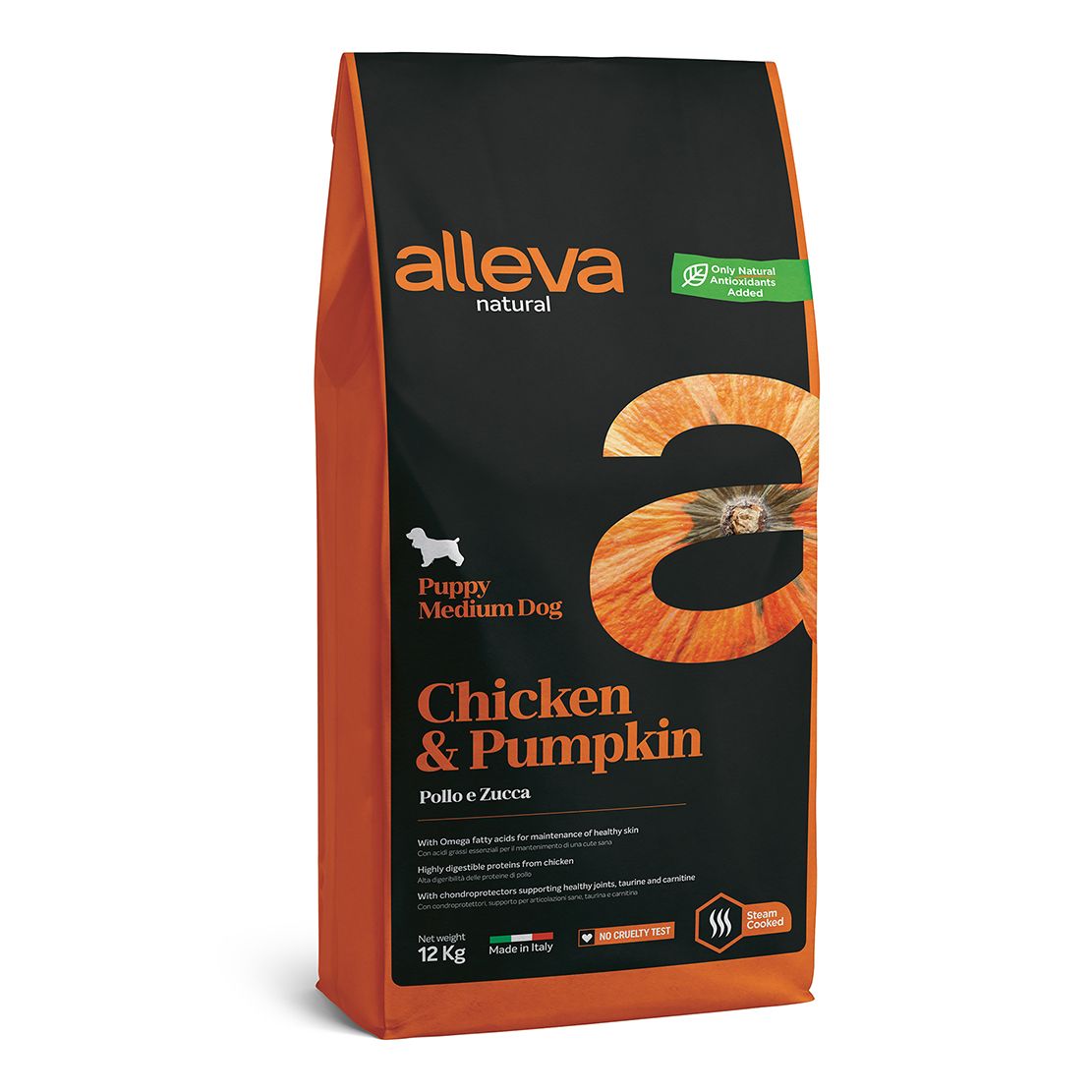 Alleva NATURAL dog chicken & pumpkin puppy medium 12 kg