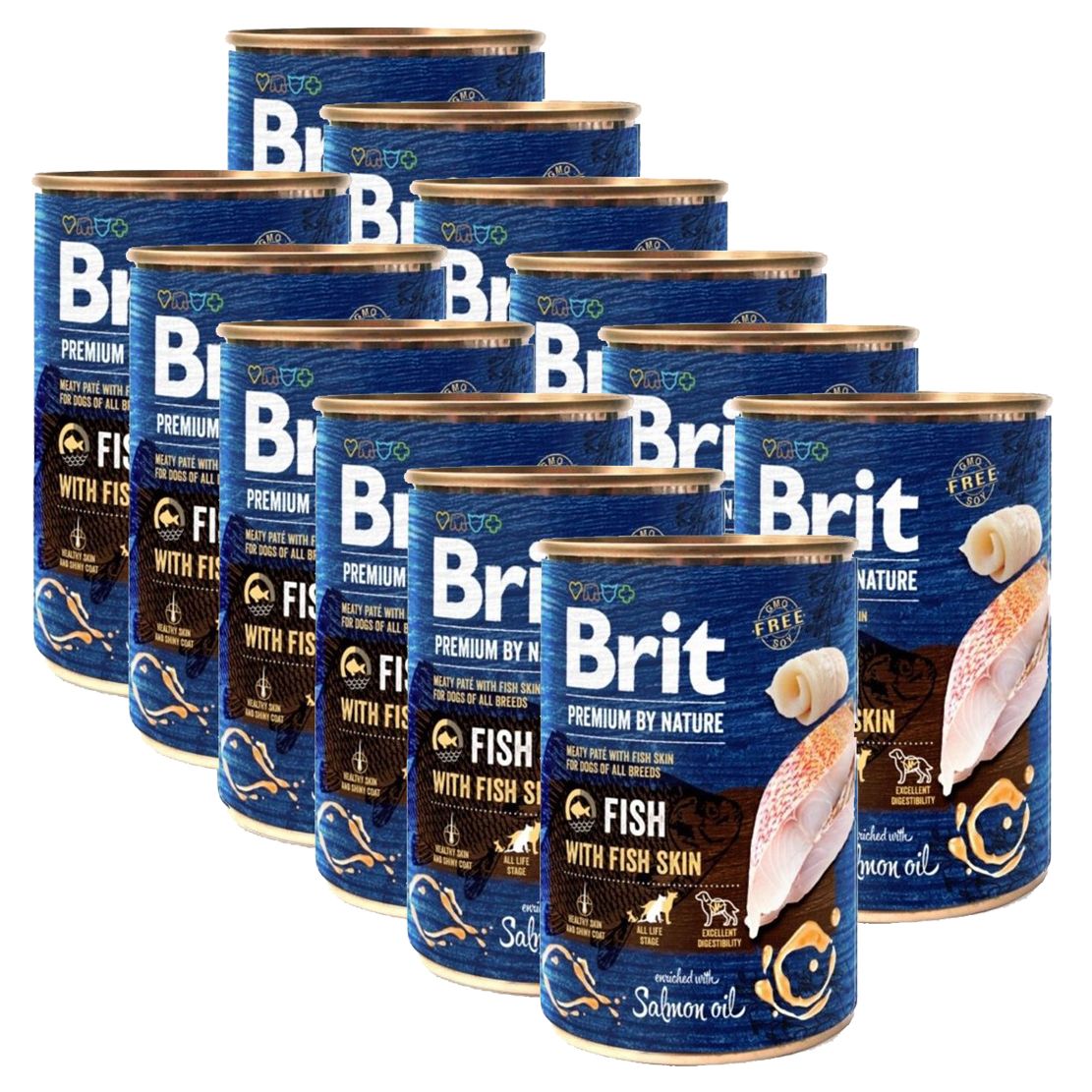 Konzerva Brit premium by Nature Riba & Rybí koža 12 x 400 g