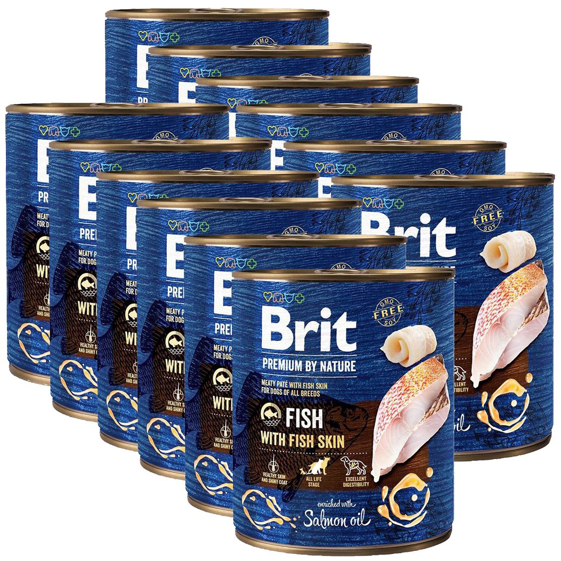 Konzerva Brit premium by Nature Riba & Rybí koža 12 x 800 g