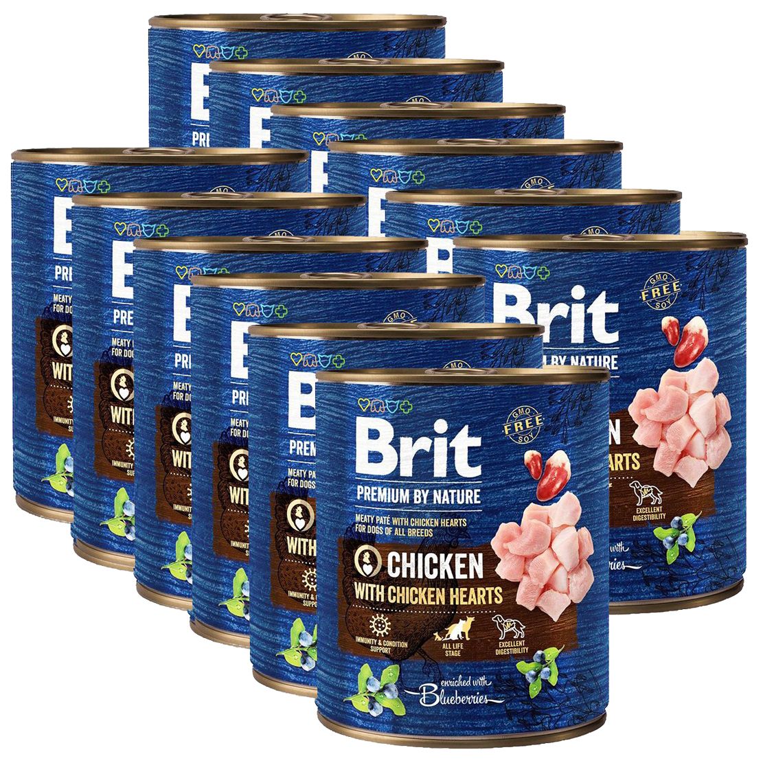 Konzerva Brit premium by Nature Piletina & Srca 12 x 800 g