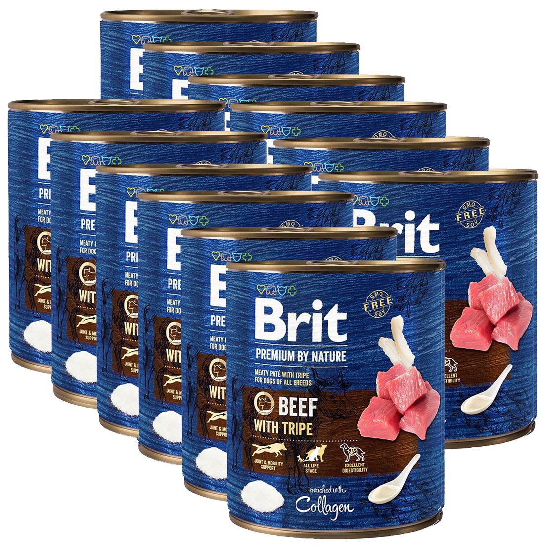 Konzerva Brit premium by Nature Govedina & Tripa 12 x 800 g