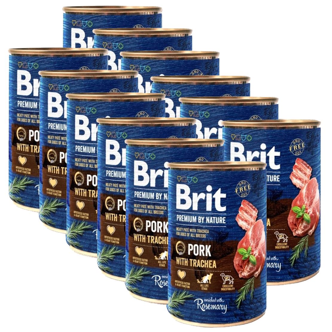 Konzerva Brit premium by Nature Svinina & Průdušnice 12 x 400 g