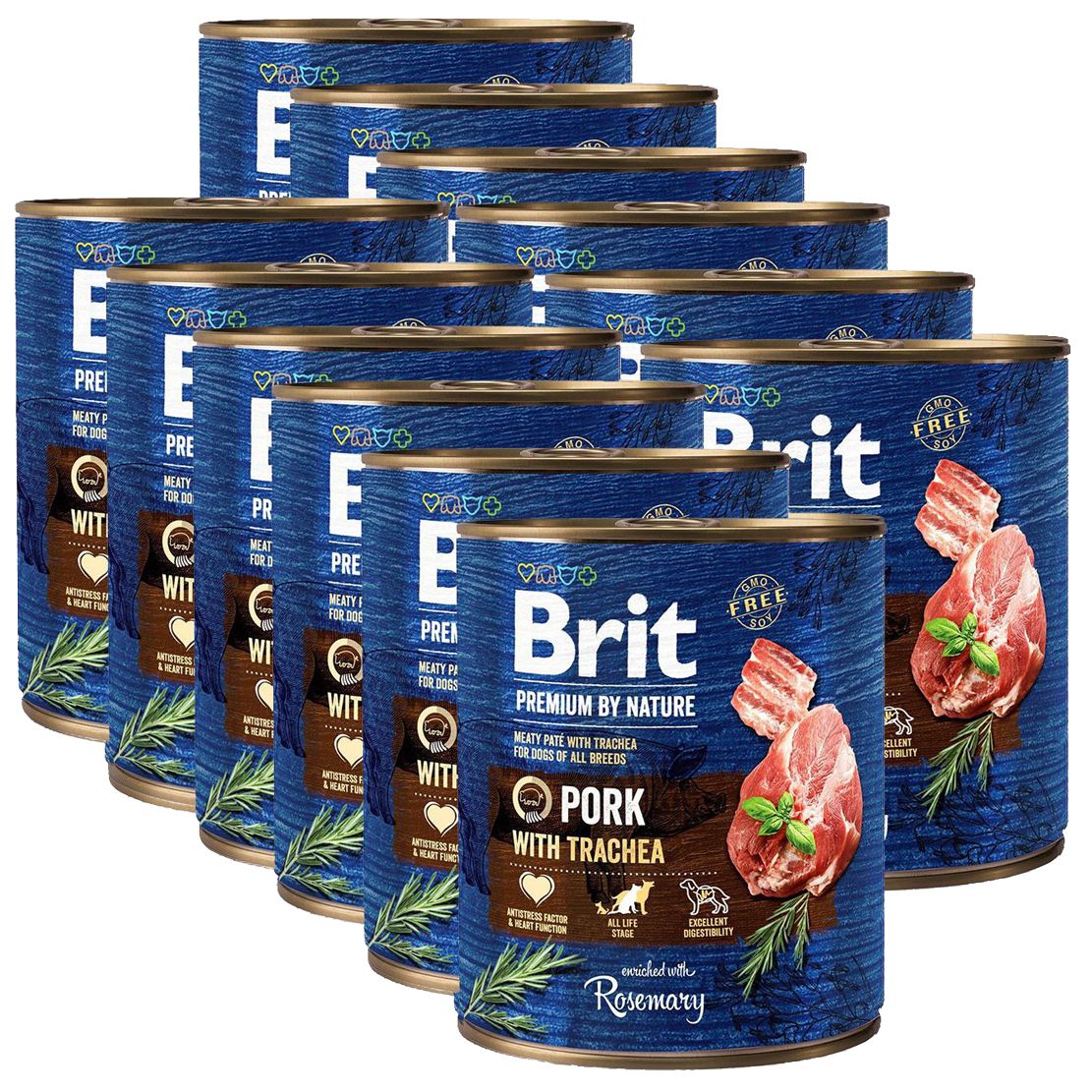 Konzerva Brit premium by Nature Svinina & Průdušnice 12 x 800 g
