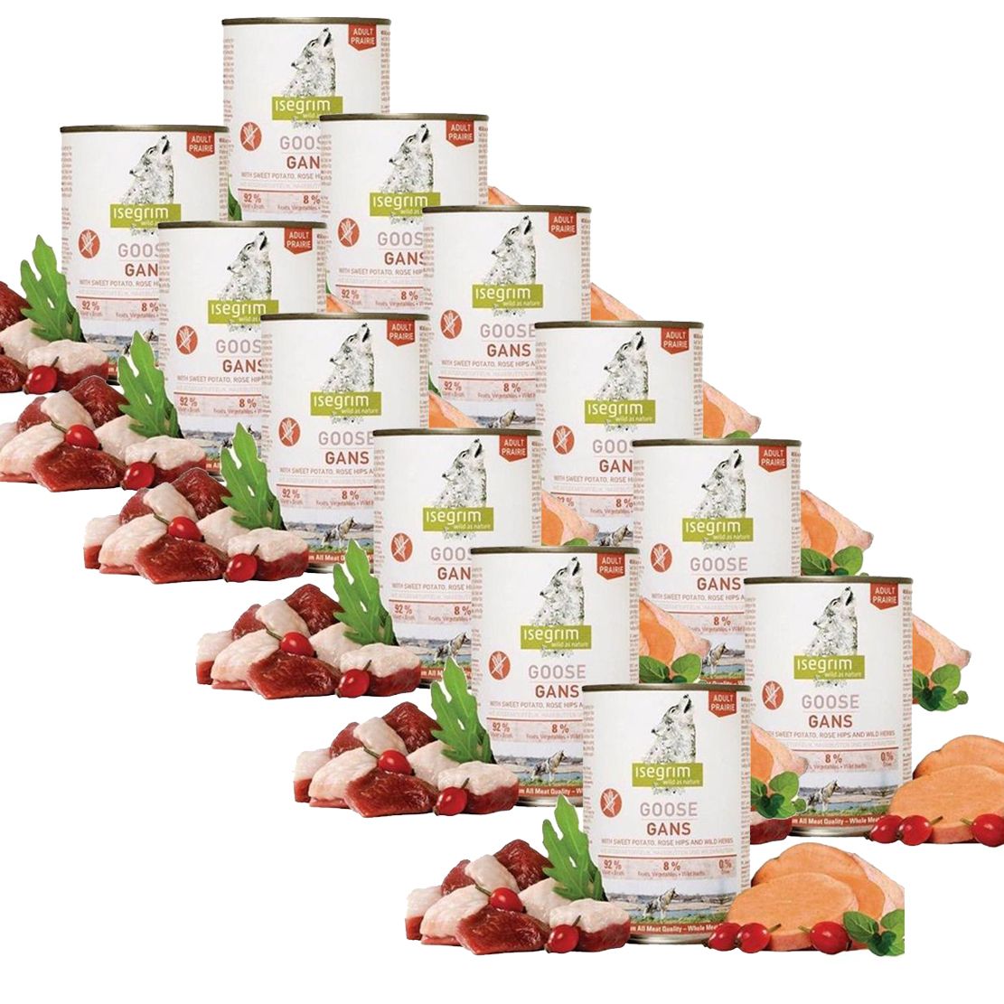 ISEGRIM Adult Prairie: Piletina s batatom, šipkom i biljem 12 x 400 g