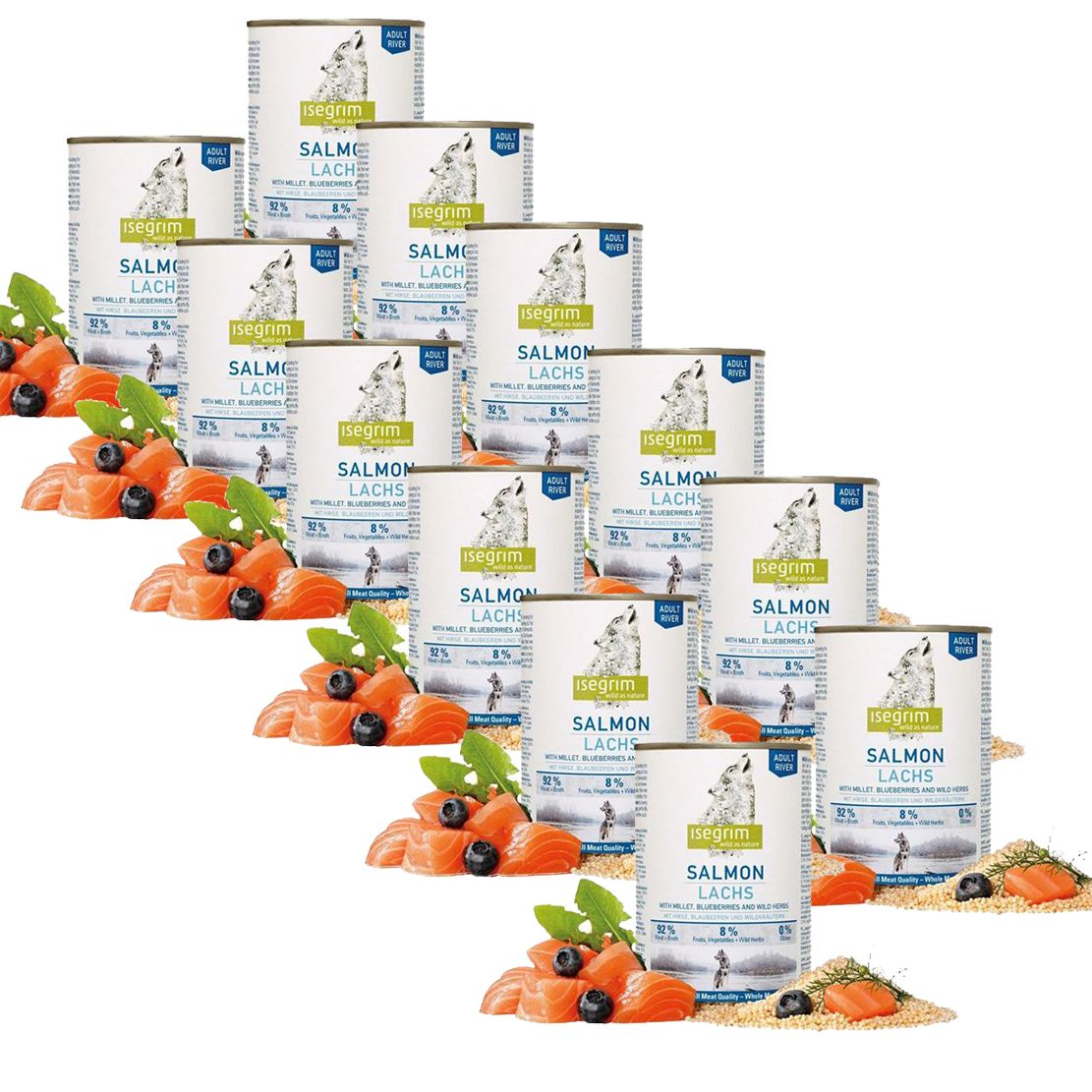 ISEGRIM Adult River: Losos s prosom i borovnicama 12 x 400 g