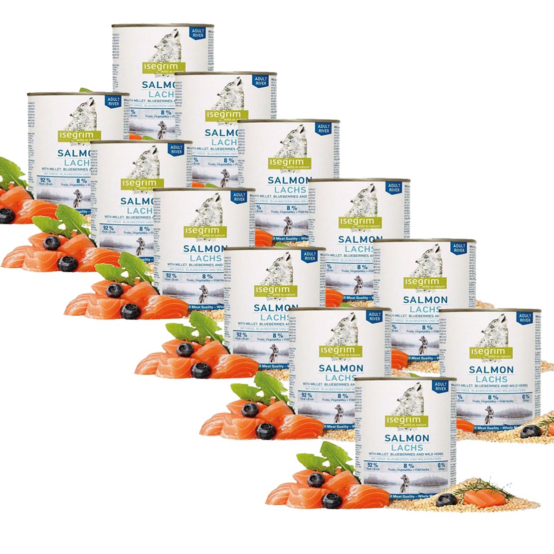 ISEGRIM Adult River: Losos s prosom i borovnicama 12 x 800 g