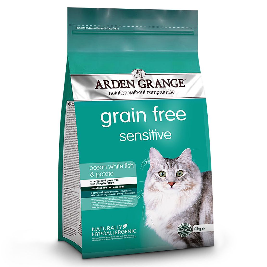 ARDEN GRANGE GF Cat Sensitive Ocean White Fish & Potato 4 kg