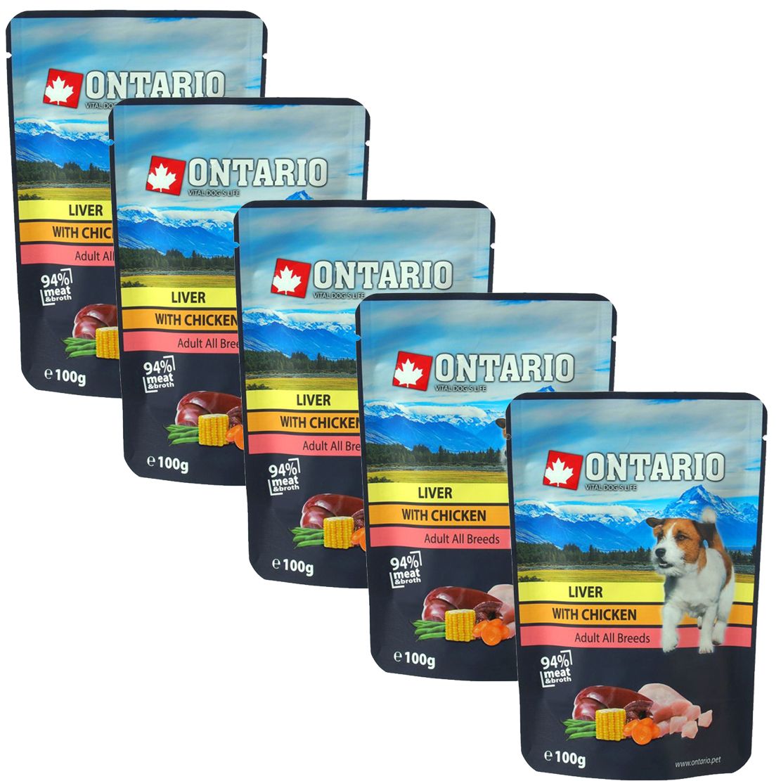 Vrećica ONTARIO DOG Liver with Chicken in broth 5 x 100 g