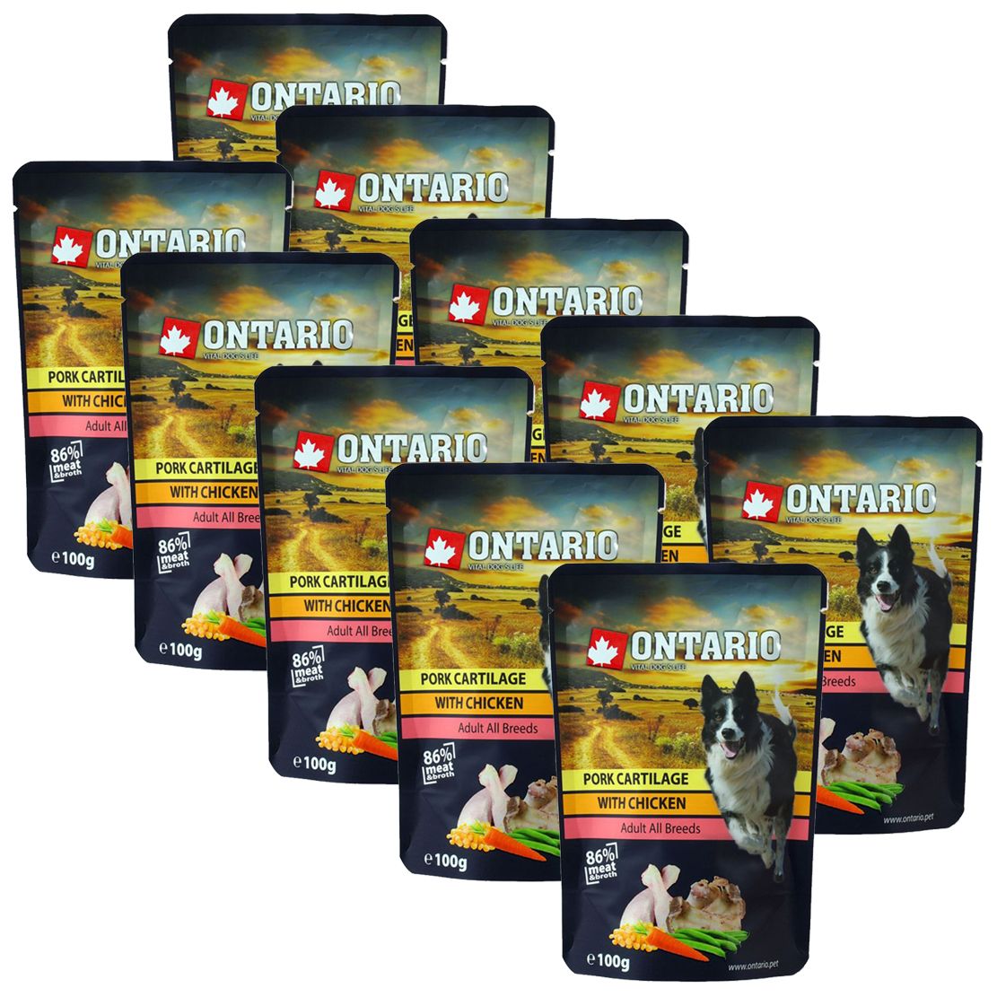 Vrećica ONTARIO DOG Pork cartilage with Chicken in broth 10 x 100 g