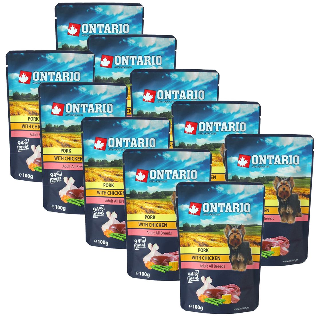 ONTARIO DOG Svinjetina s piletinom u juhi vrećica 10 x 100 g