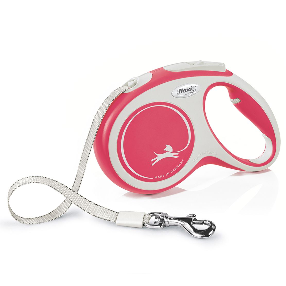 Flexi NEW COMFORT povodac L do 60kg, 5m trak – crvena