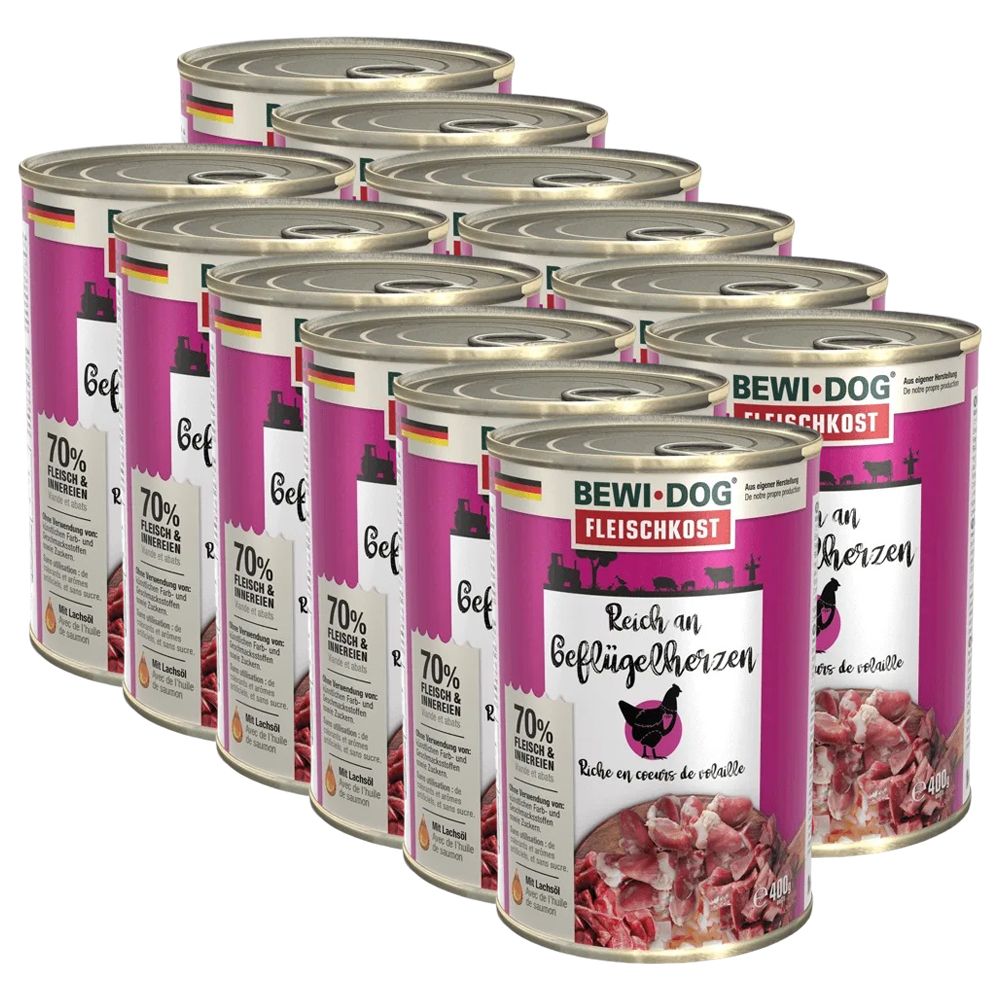 BEWI DOG konzerva – Pileća srca, 12 x 400 g