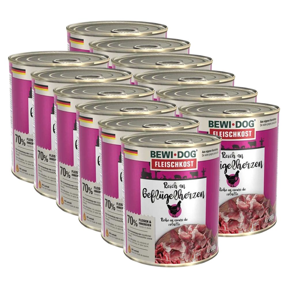 BEWI DOG konzerva – Pileća srca, 12 x 800 g
