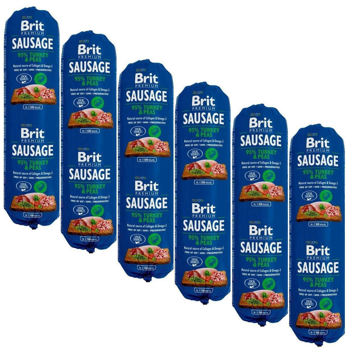 BRIT Sausage Turkey & Peas 6 x 800 g