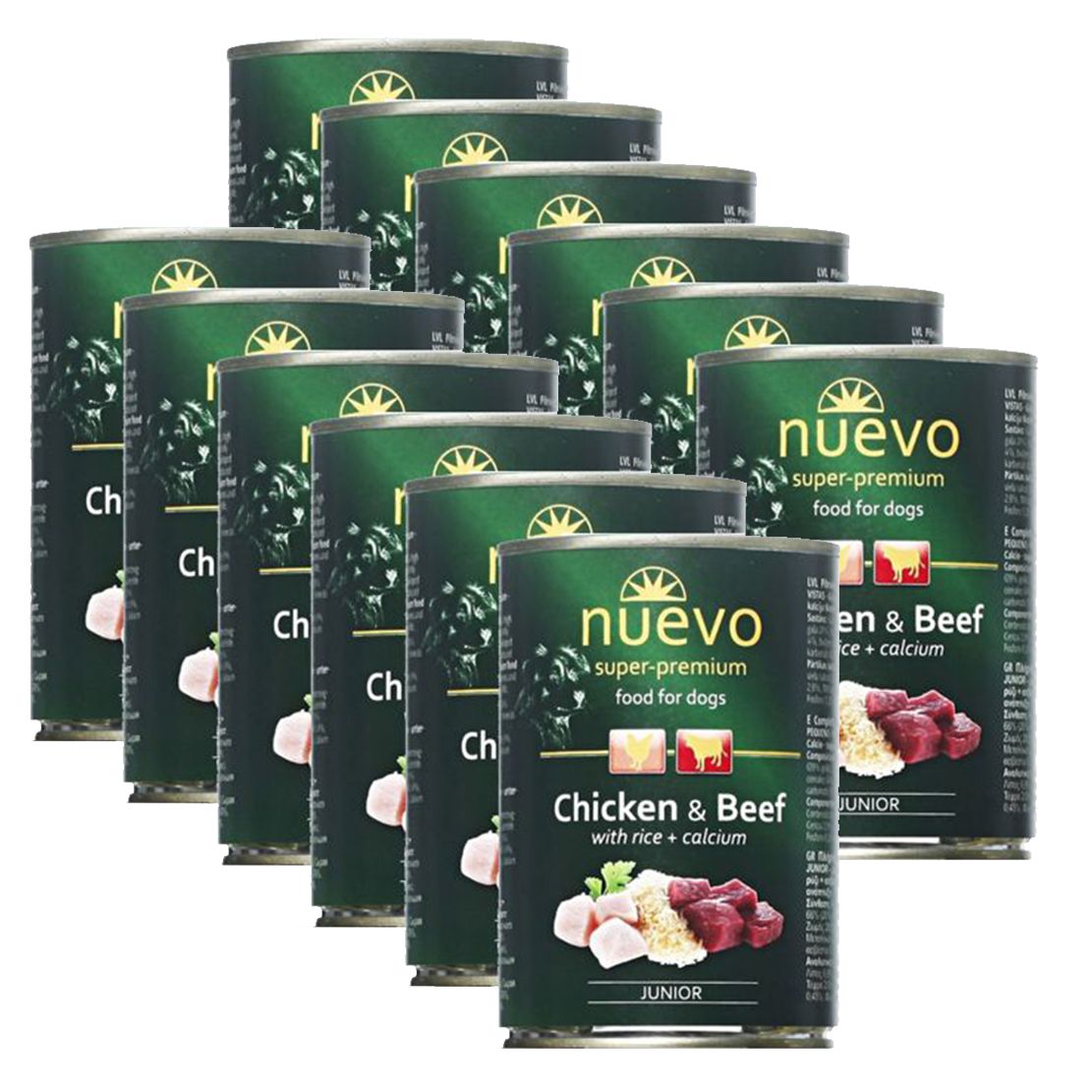 Konzerva NUEVO DOG Junior Chicken & Beef 12 x 400 g