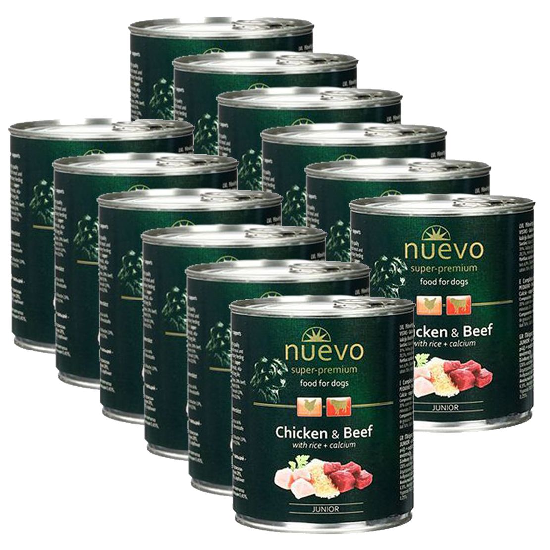 Konzerva NUEVO DOG Junior Chicken & Beef 12 x 800 g