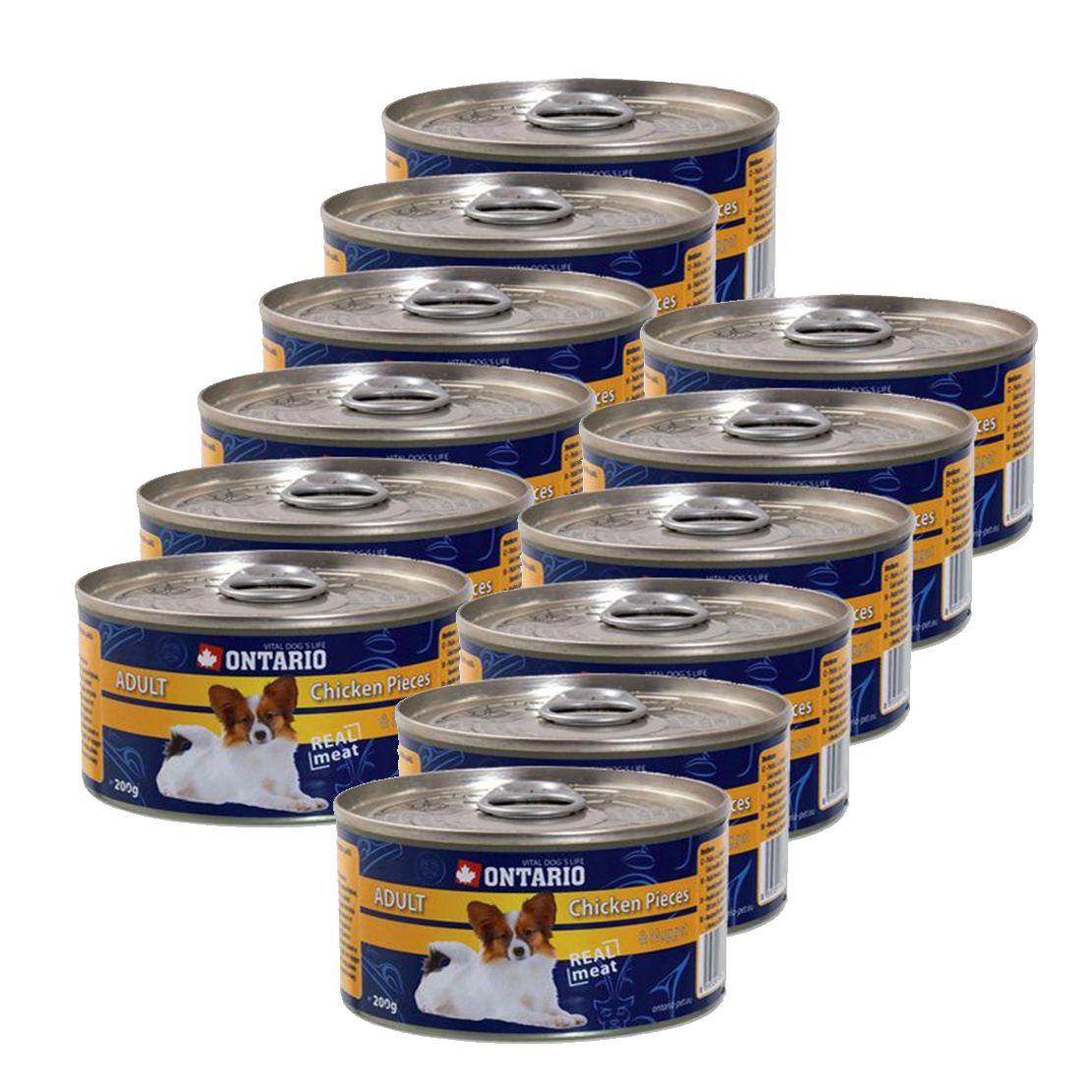 Konzerva ONTARIO Adult za psa, pileće komade + nuggeti, 12 x 200g