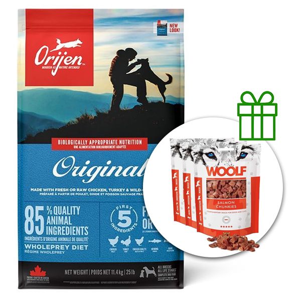 ORIJEN Original 11,4 kg + 3x poslastice GRATIS
