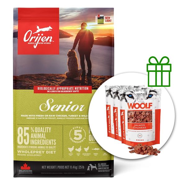 Orijen Senior 11,4 kg + 3x poslastice GRATIS