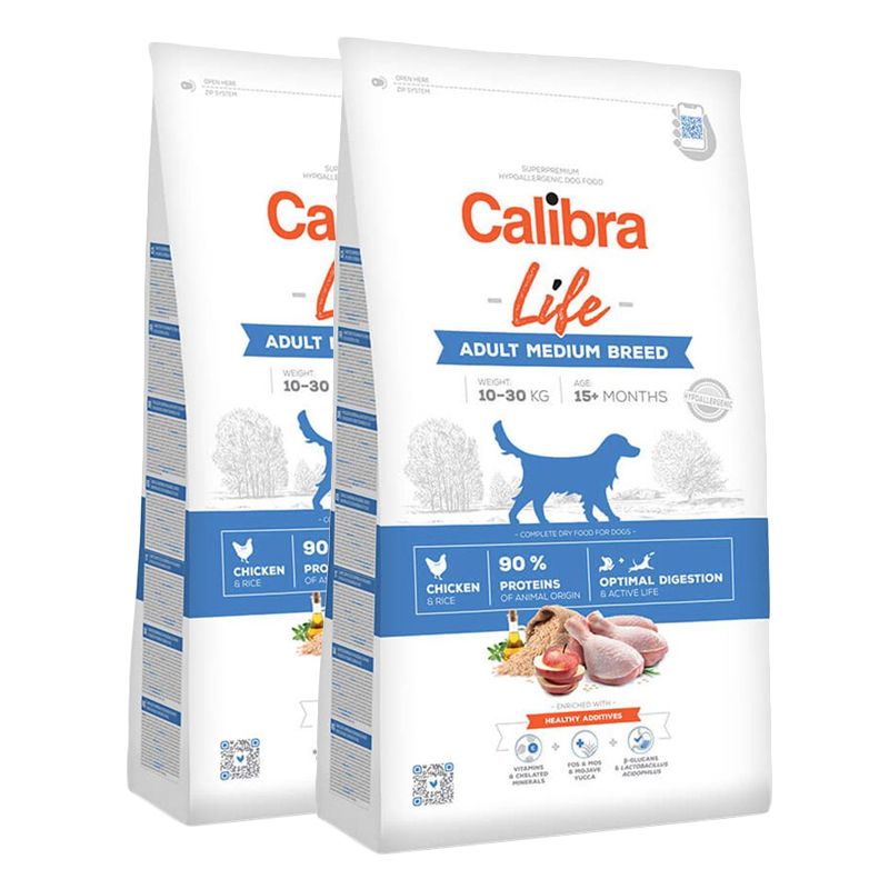 Calibra Dog Life Adult Medium Breed Chicken 2 x 12 kg