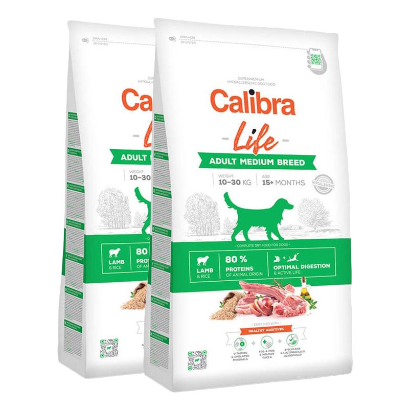 Calibra Dog Life Adult Medium Breed Lamb 2 x 12 kg