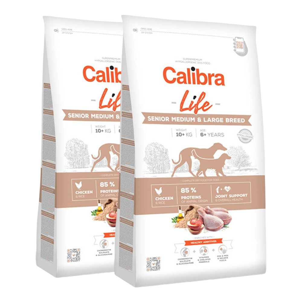 Calibra Dog Life Senior Medium & Large Chicken 2 x 12 kg