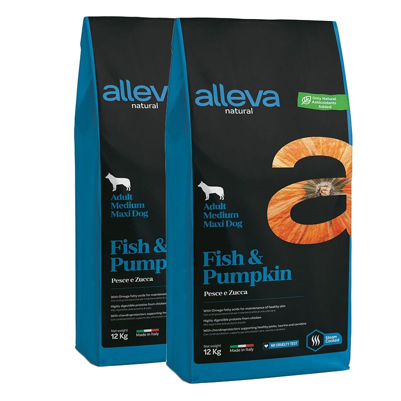 Alleva NATURAL dog fish & pumpkin adult medium/maxi 2 x 12 kg