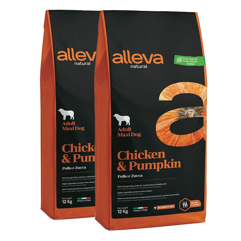 Alleva NATURAL dog chicken & pumpkin adult maxi 2 x 12 kg
