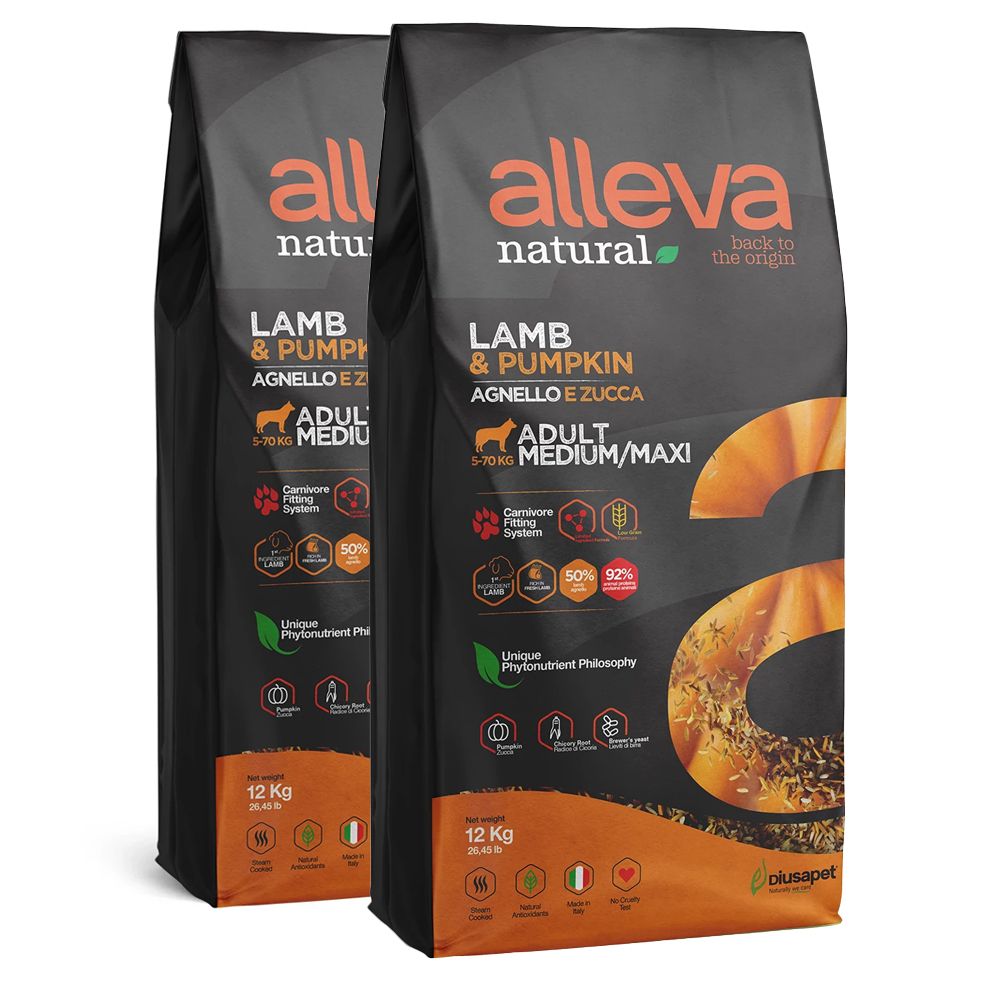 Alleva NATURAL dog lamb & pumpkin adult medium/maxi 2 x 12 kg