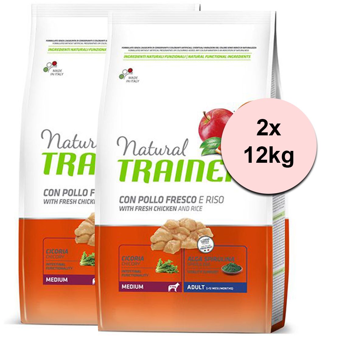 Trainer Natural Adult Medium, piletina i riža 2 x 12kg