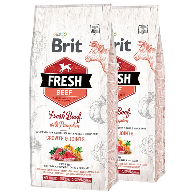 Brit Fresh Beef with Pumpkin Puppy Large 2 x 12 kg
