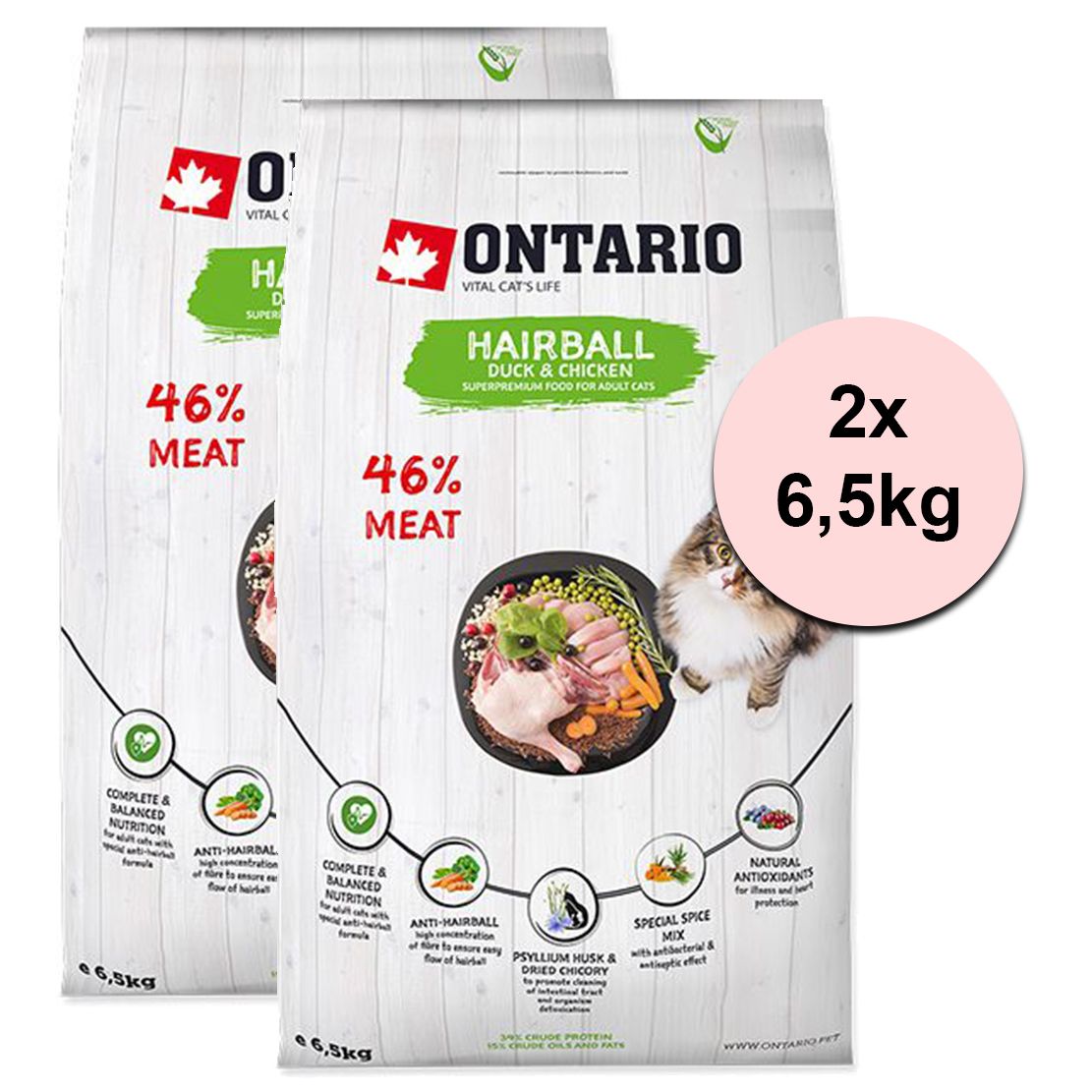 Ontario Cat Hairball 2 x 6,5 kg