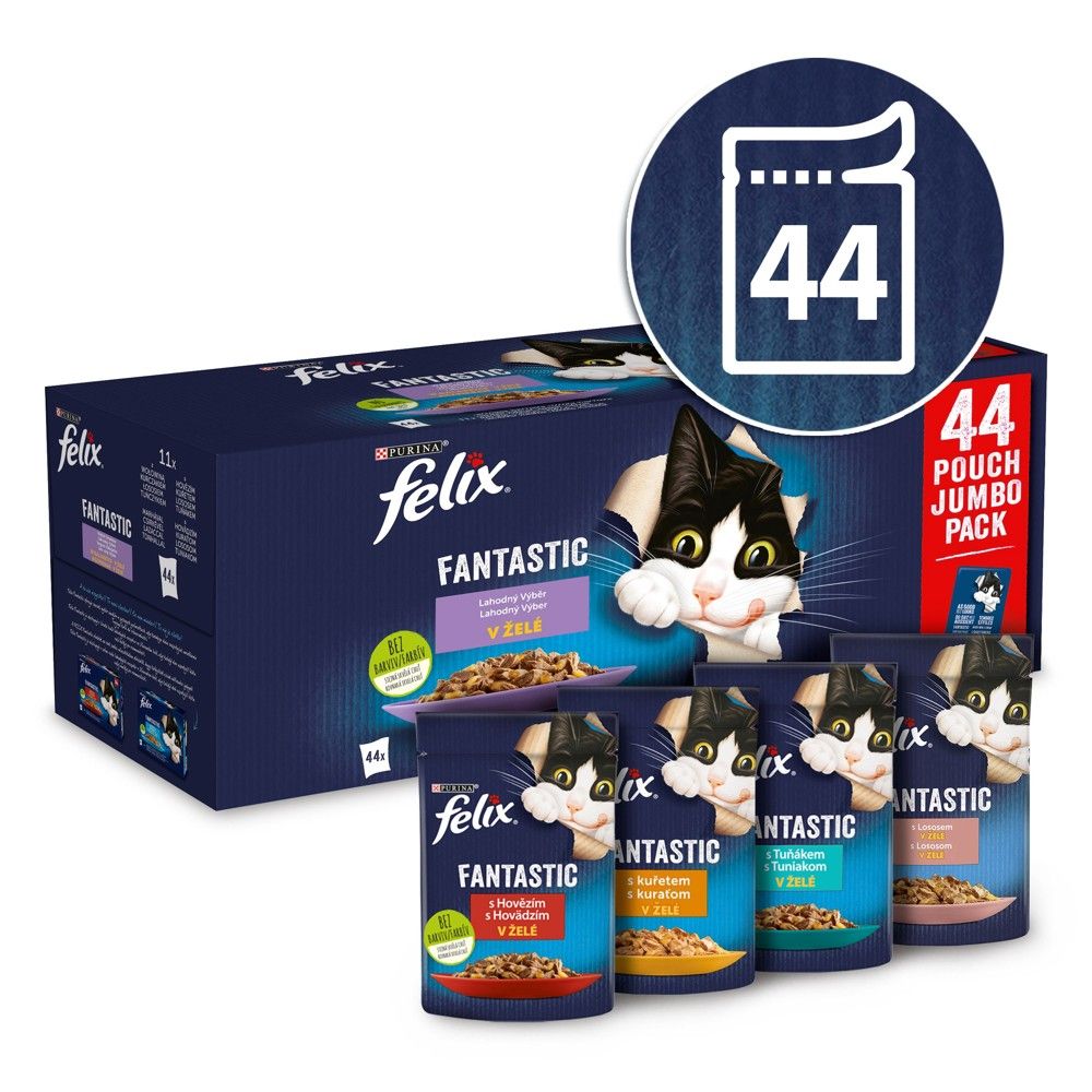 FELIX Fantastic Multipack - piletina, govedina, losos, tuna u želeu 44 x 85 g