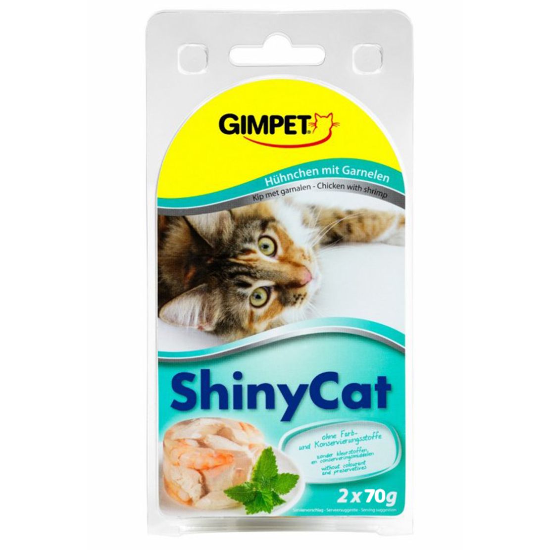 GimCat ShinyCat piletina + škampi 2 x 70 g