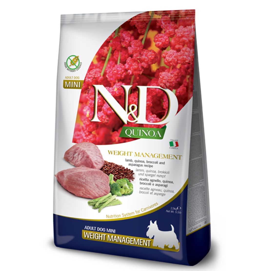 Farmina N&D dog QUINOA (GF) adult mini, weight management, lamb 2,5 kg