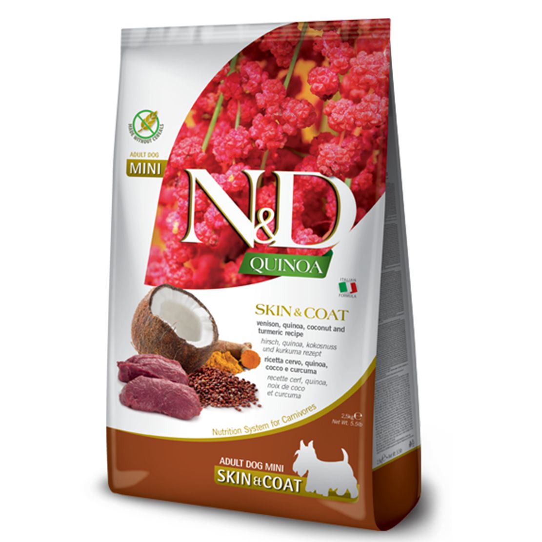 Farmina N&D dog QUINOA (GF) adult mini, skin & coat, divljač & kokos 2,5 kg