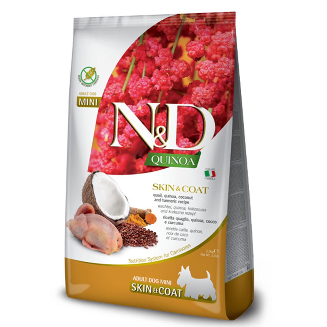 Farmina N&D dog QUINOA (GF) adult mini, skin & coat, quail & coconut 2,5 kg