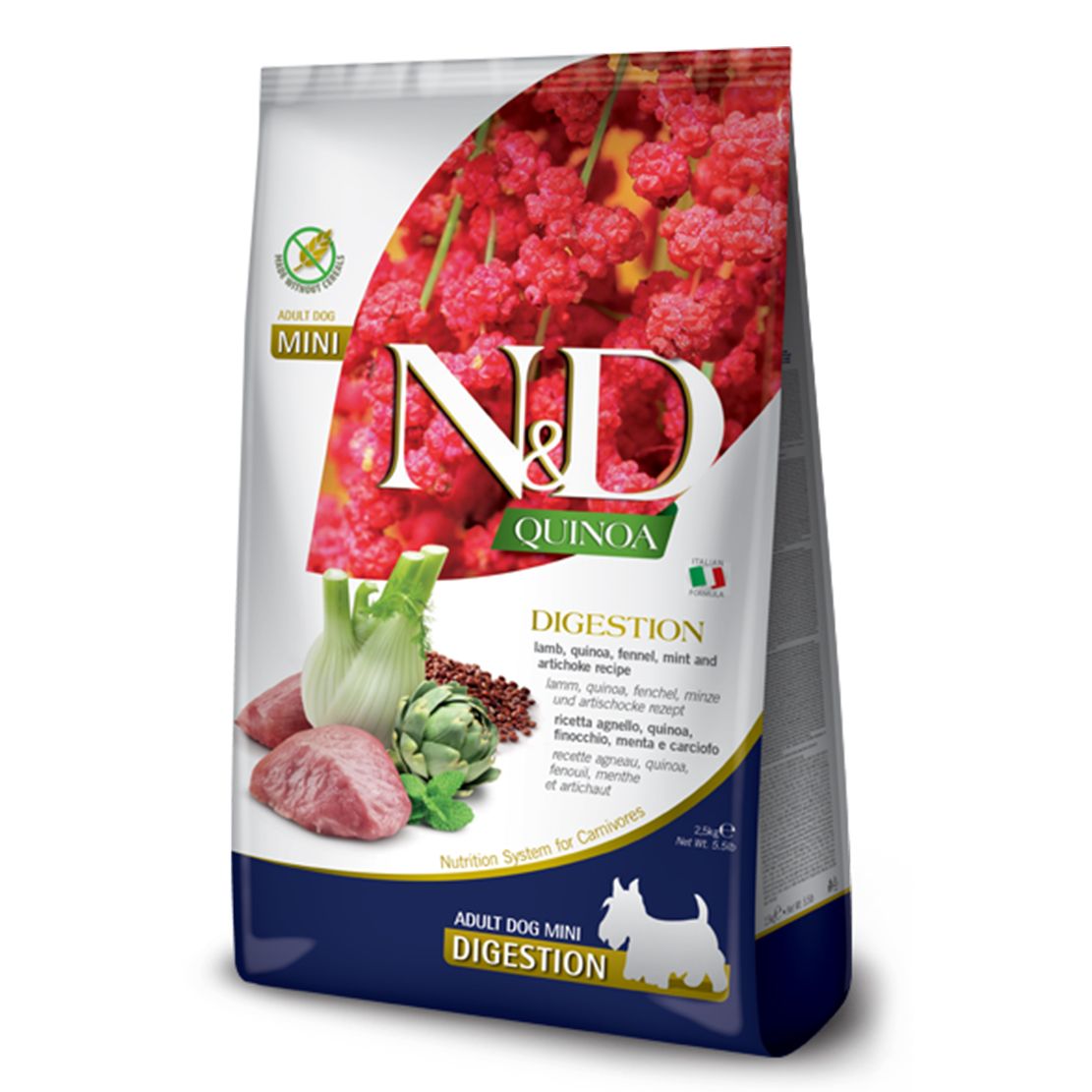 Farmina N&D dog QUINOA (GF) adult mini, digestion, janjetina 2,5 kg
