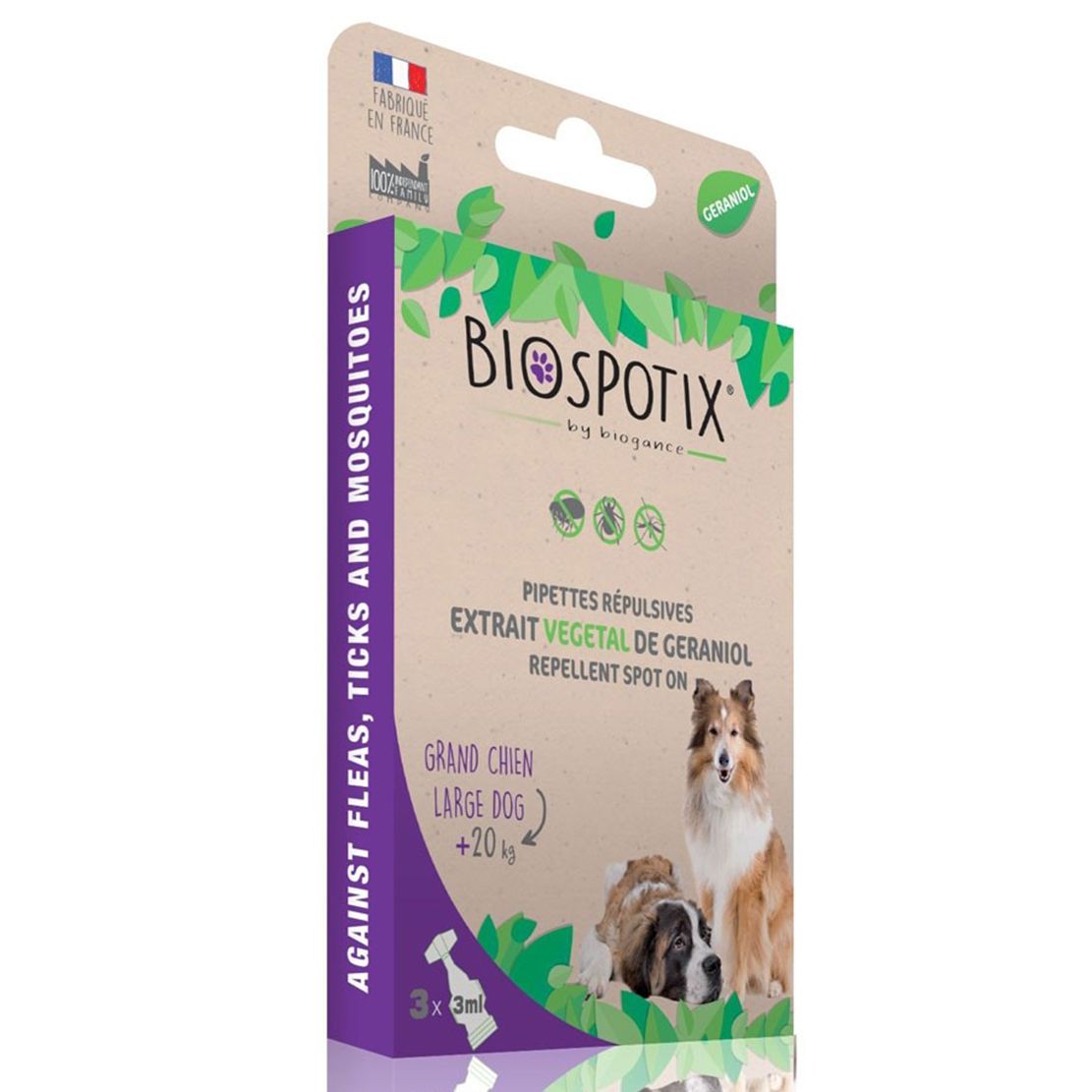 BIOGANCE Biospotix pas za pse L-XL s repelentnim učinkom 3 x 3 ml (iznad 20 kg)