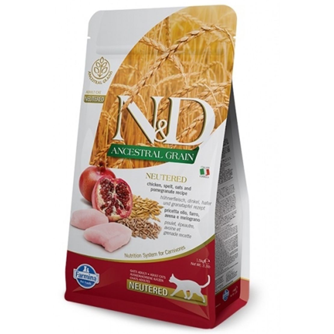 Farmina N&D cat AG adult, neutered, chicken, spelt, oats & pomegranate 0,3 kg