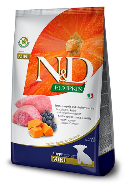 Farmina N&D dog GF PUMPKIN puppy mini, janjetina & borovnica 2,5 kg
