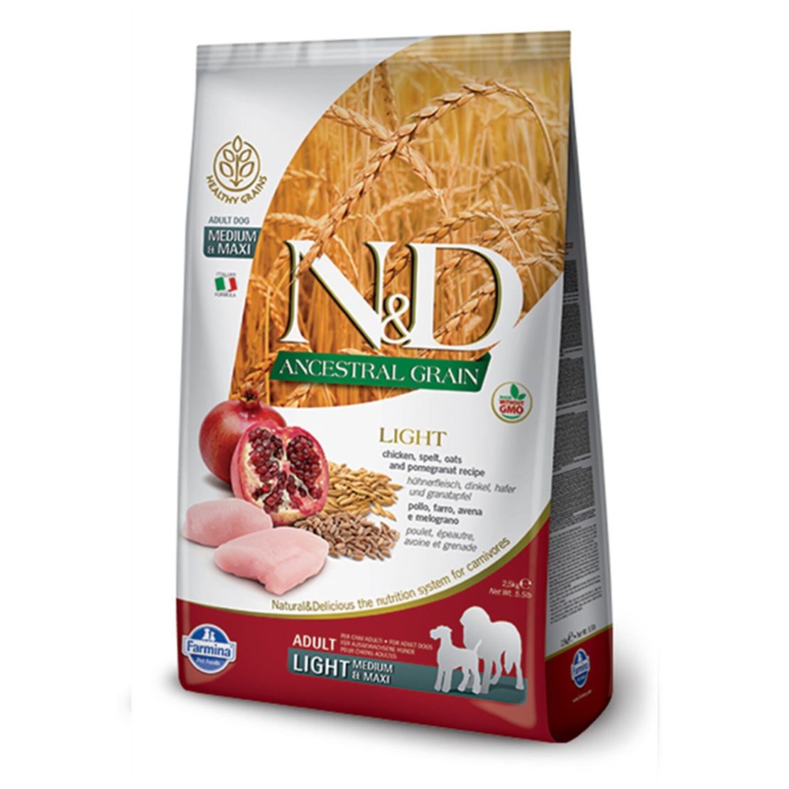 Farmina N&D dog AG adult medium & maxi, light, chicken & pomegranate 2,5 kg