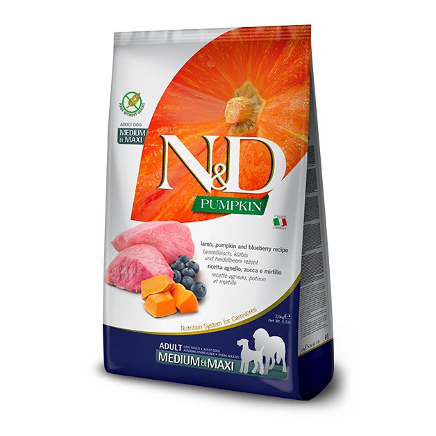 Farmina N&D dog GF PUMPKIN adult medium/maxi, janjetina & borovnica 2,5 kg