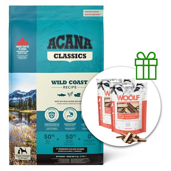 ACANA Classics Wild Coast Recipe 9,7 kg + 2x poslastice GRATIS